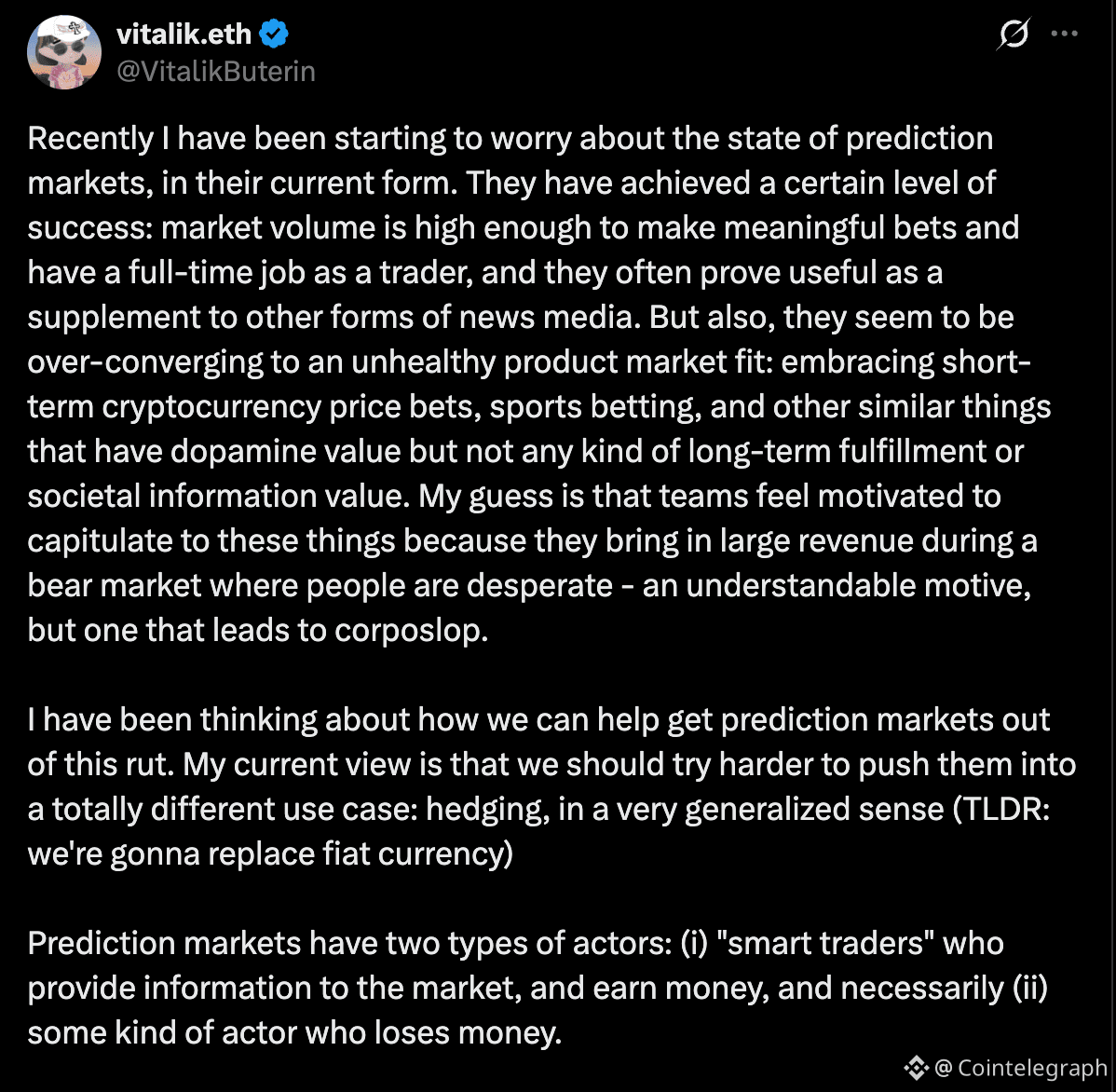 Vitalik Buterin, Prediction Markets