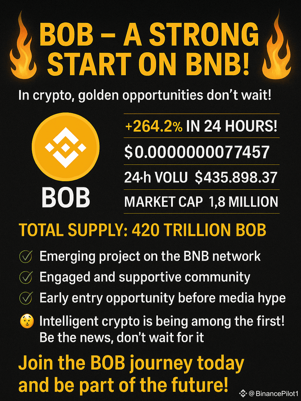 🚀🔥 BOB – A Strong Start on the BNB Network! 🔥🚀 In the | BinancePilot1  on Binance Square