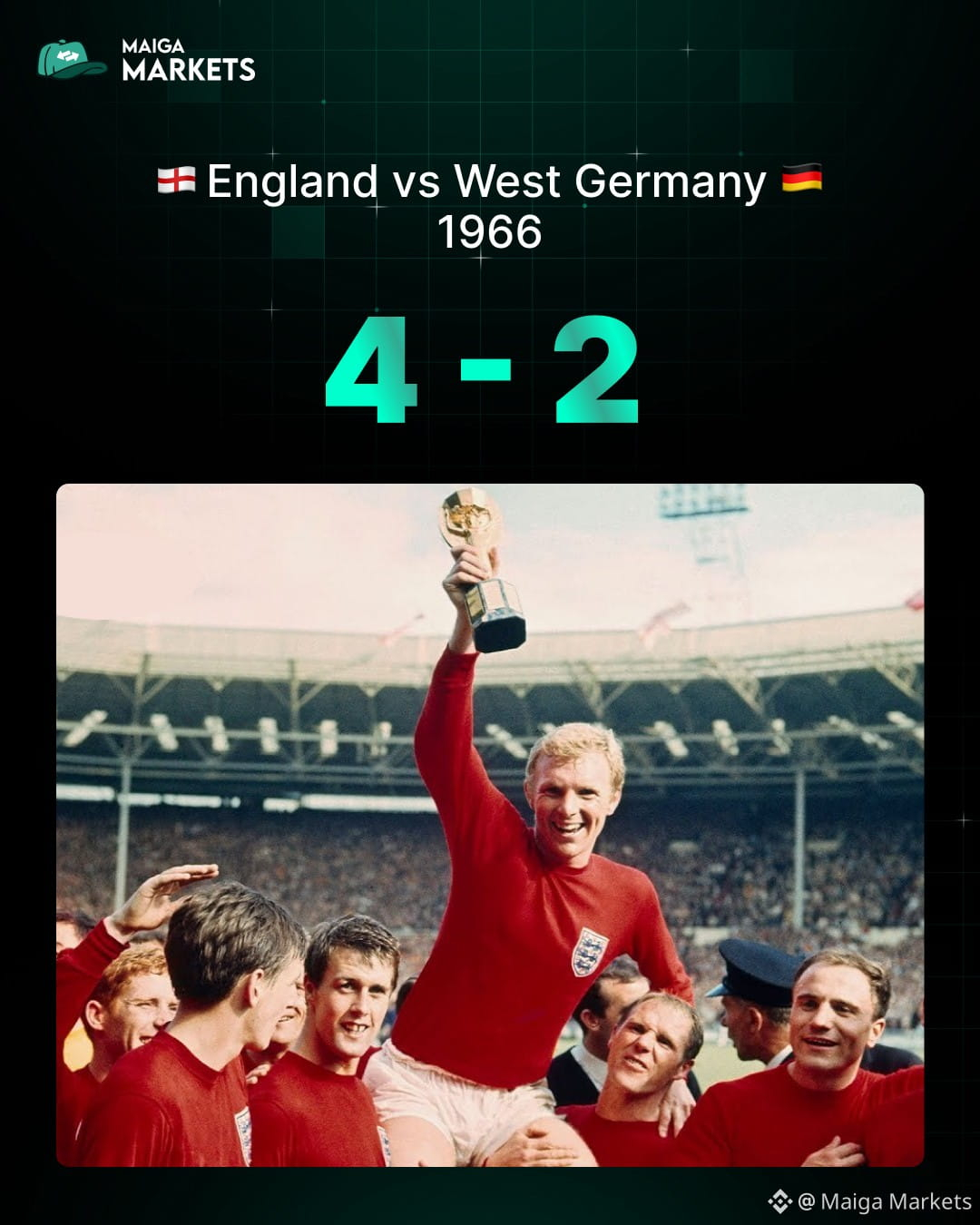 🏴 イングランド唯一のW杯優勝：1966年 ⭐ タイトルは1つ。決勝も1つ