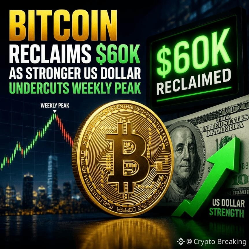 Bitcoin Reclaims $60k As Stronger Us Dollar Undercuts Weekly Peak