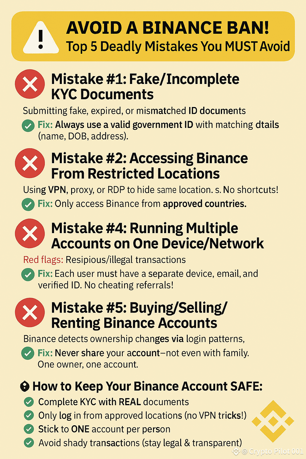 🚨 AVOID A BINANCE BAN! Top 5 Deadly Mistakes You MUST | 紹紹 Crypto Guide on  Binance Square