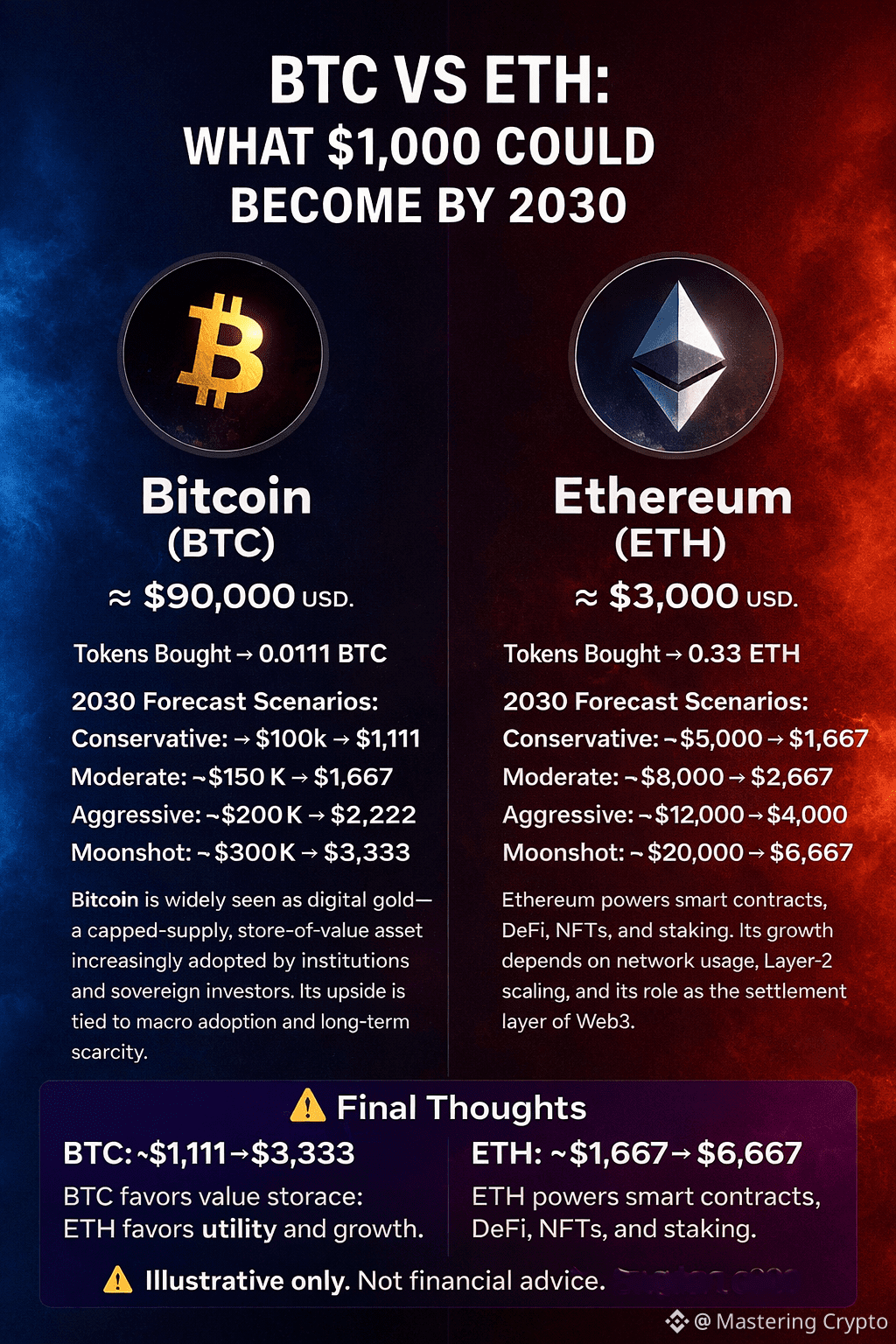 What If You Invested $1000 in $BTC and $ETH Today and | Mastering Crypto on  Binance Square