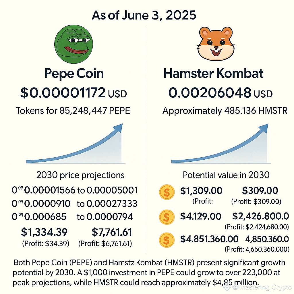 Can $1000 in $PEPE and $HMSTR Turn $100,000 by 2030? As of | Mastering  Crypto on Binance Square