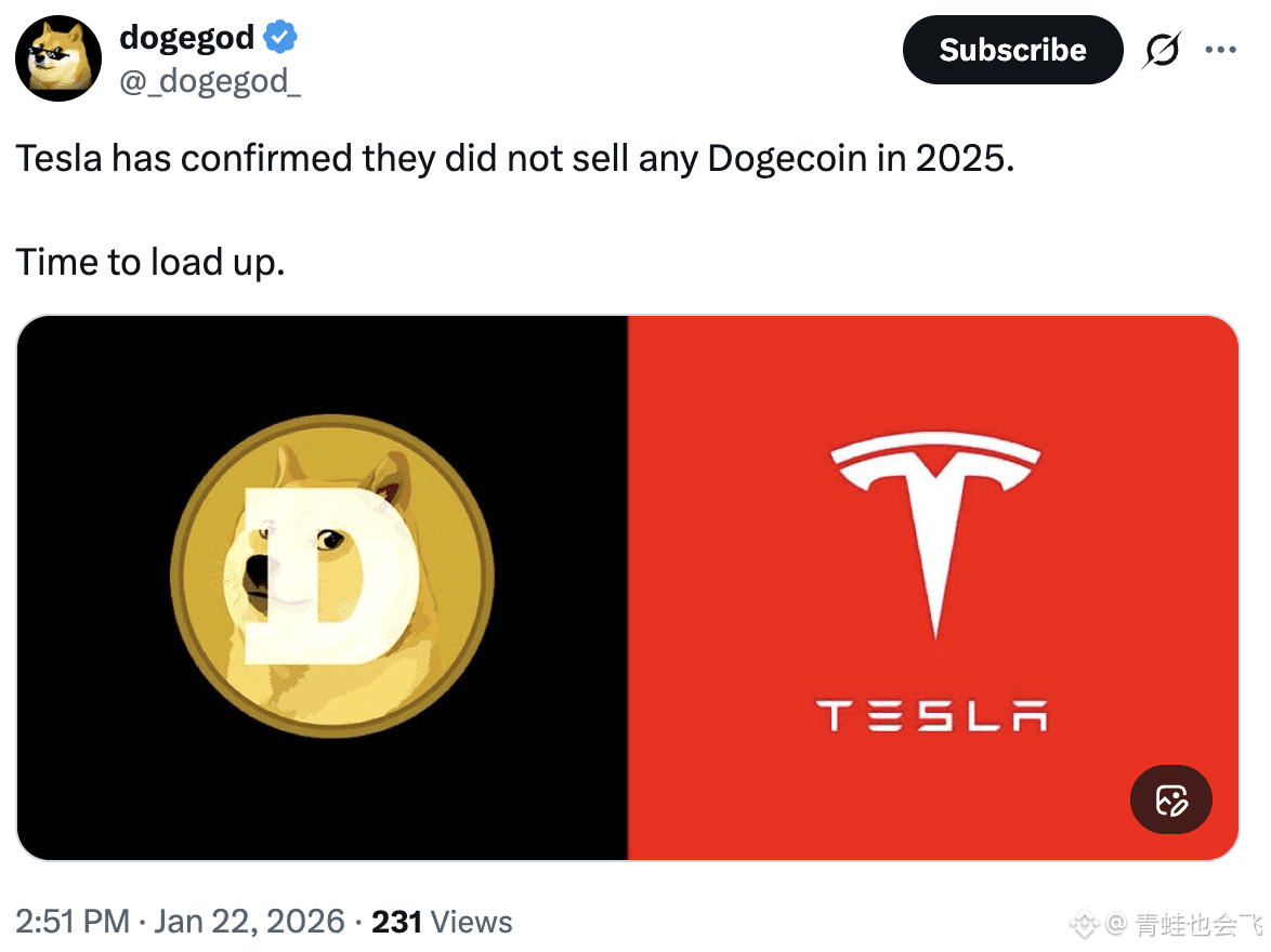 DOGE confirmed that Tesla did not sell any Dogecoin last | 青蛙也会飞 on Binance  Square