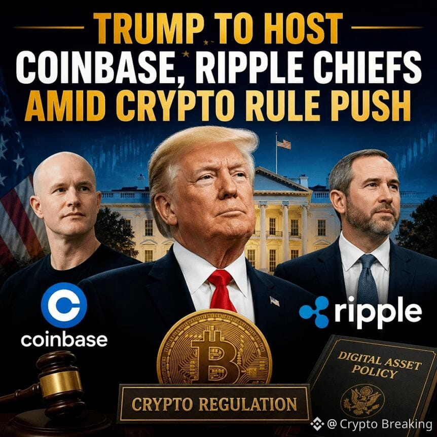 Trump To Host Coinbase Ripple Chiefs Amid Crypto Rule Push