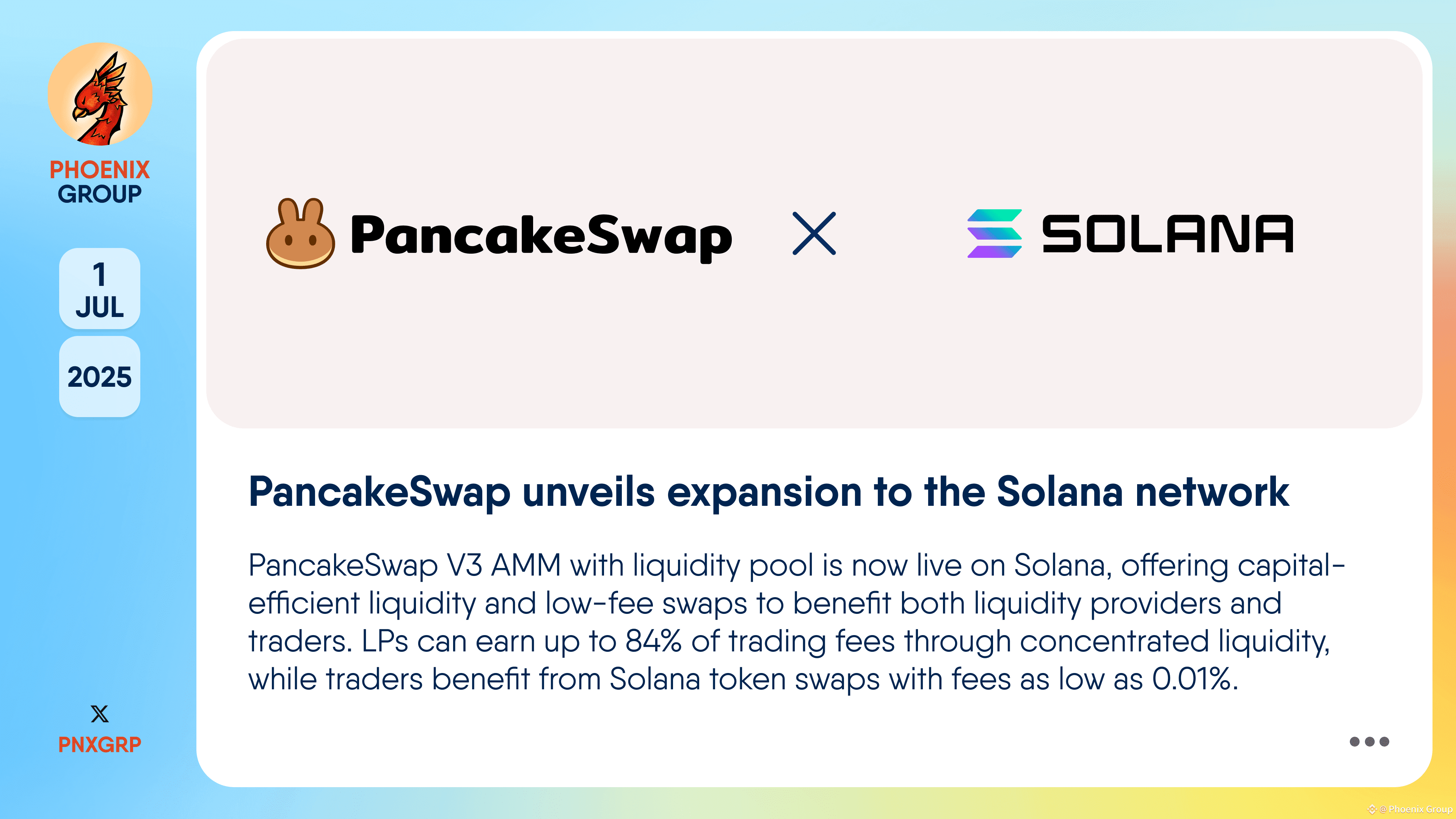 PancakeSwap unveils expansion to the Solana network #Pancak | Phoenix Group  on Binance Square