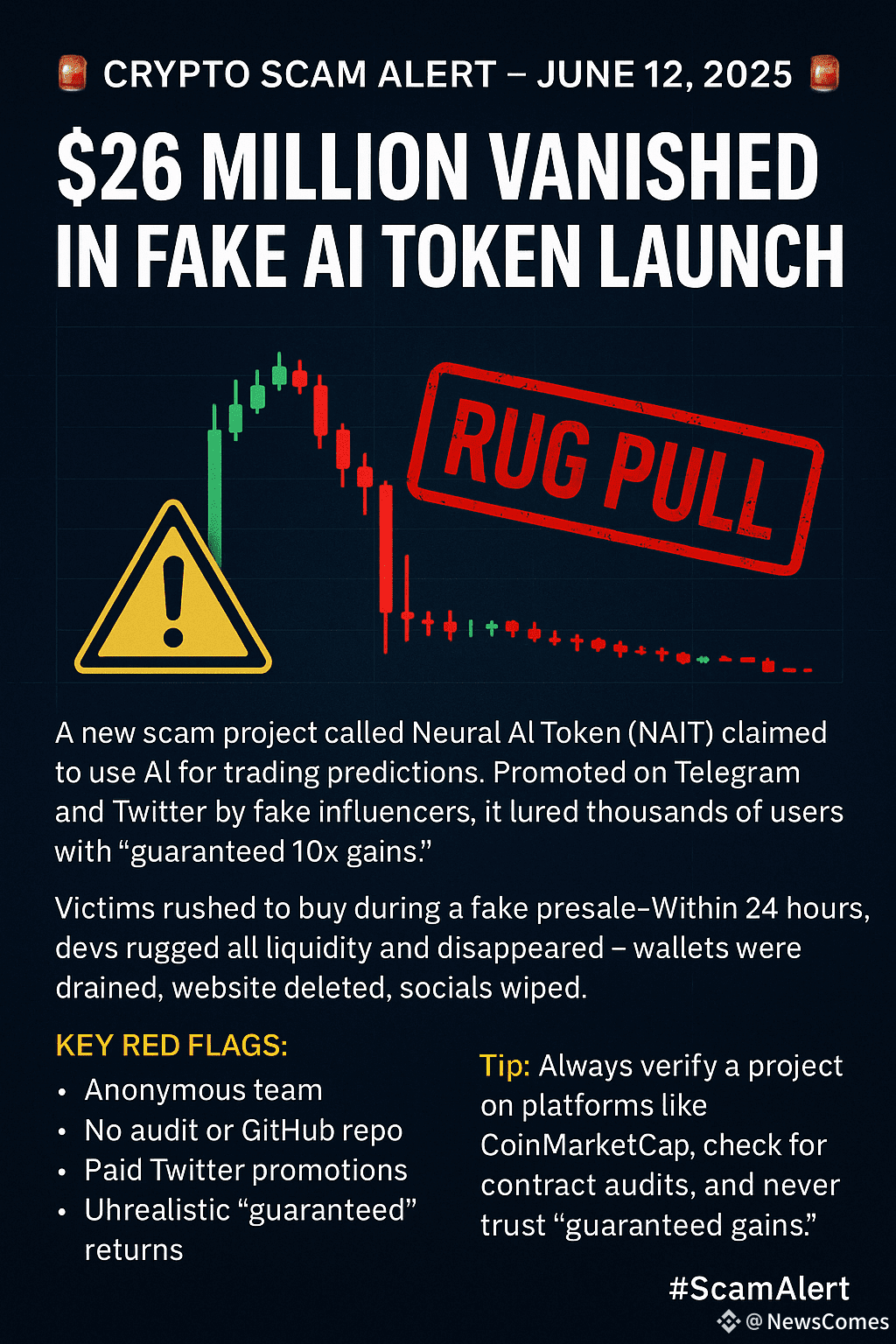 📢 🚨 Crypto Scam Alert – June 12, 2025 🚨 ‼️ $26 Million | NewsComes on  Binance Square