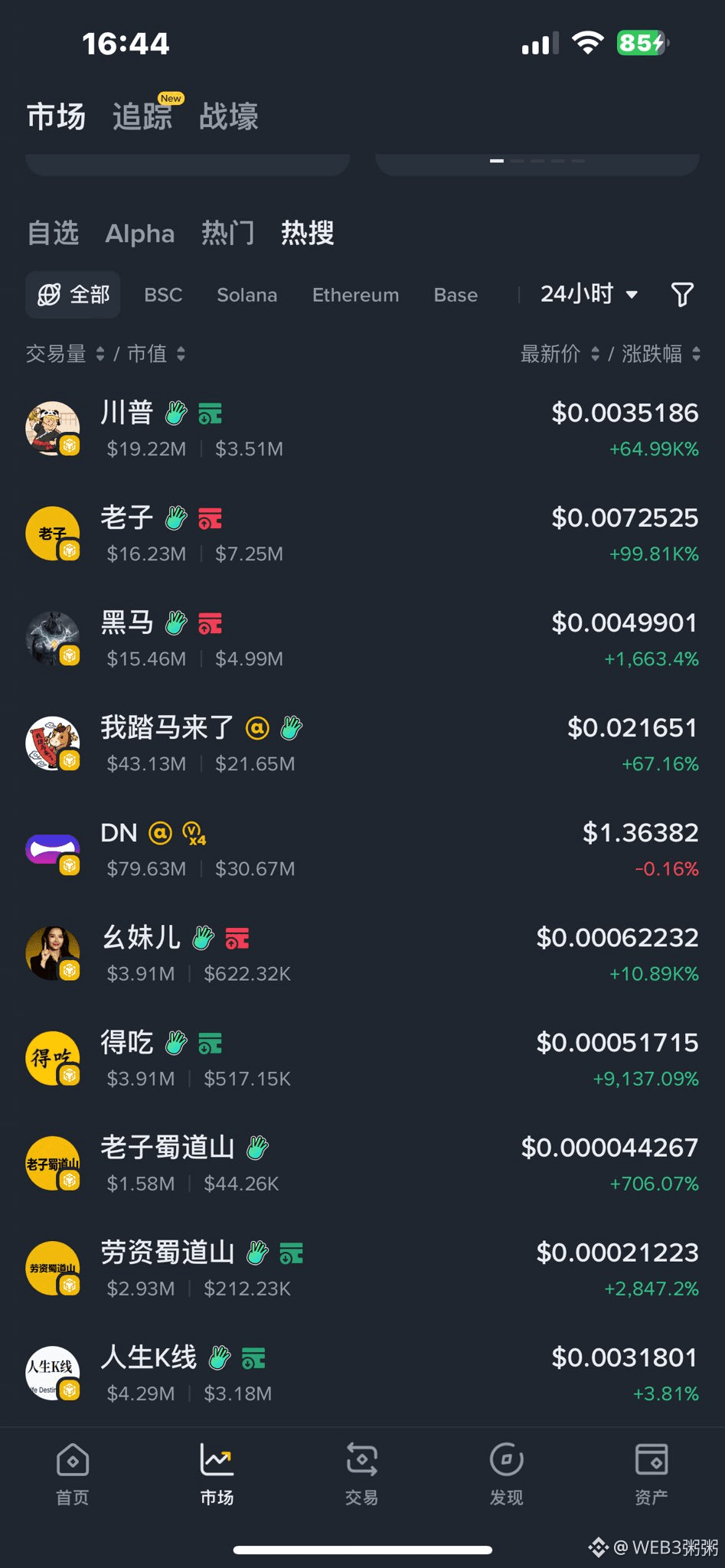 The current hot search list is dominated by Chinese, #币安: | WEB3粥粥on  Binance Square