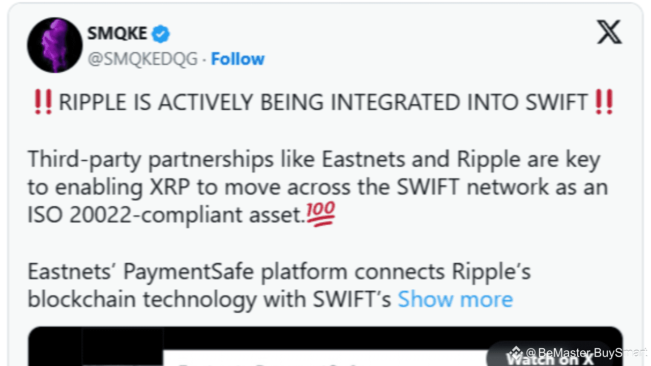 Ripple (XRP) Is Actively Being Integrated Into SWIFT | BeMaster BuySmart  على Binance Square