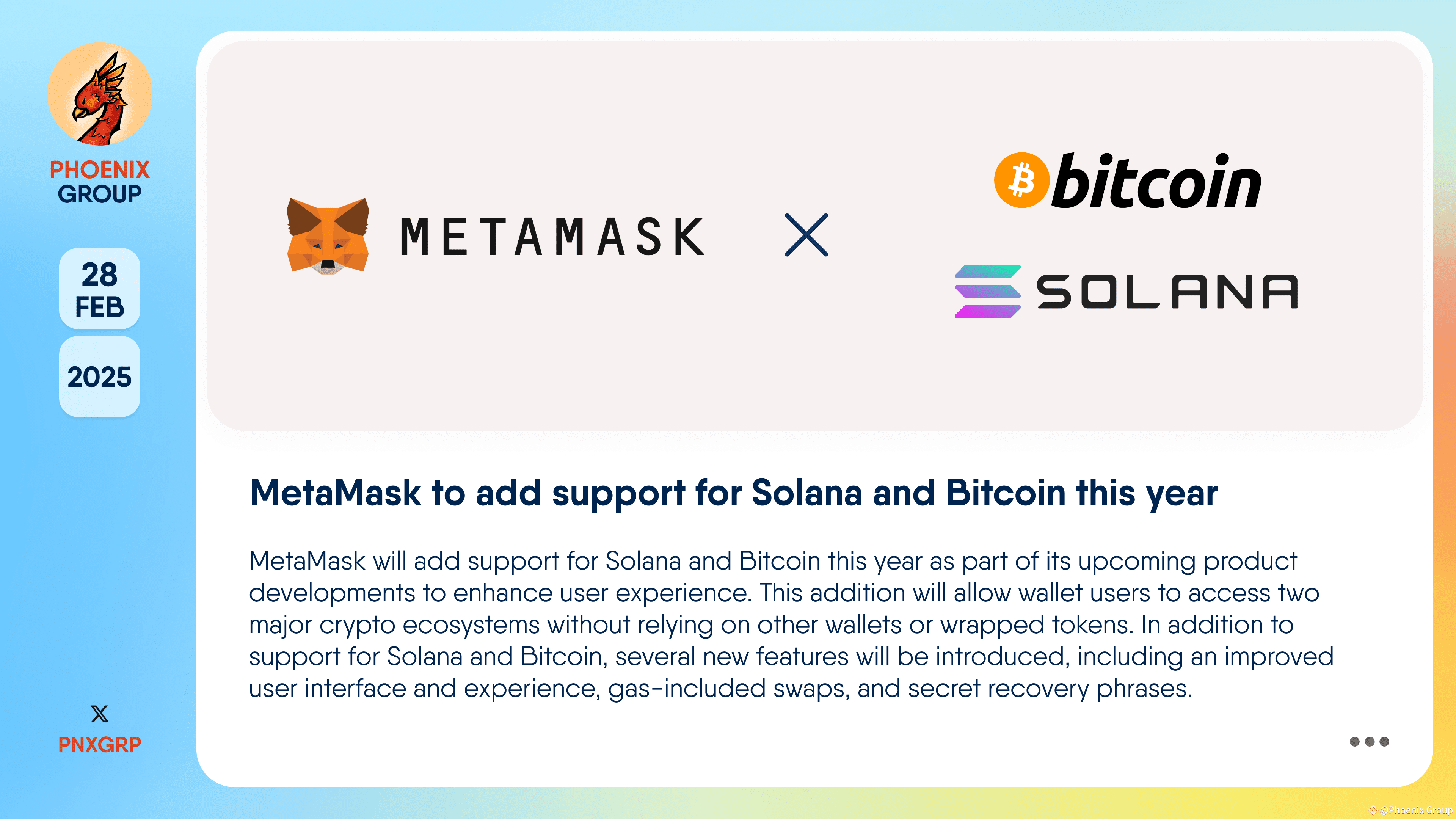 MetaMask to add support for Solana and Bitcoin this | Phoenix Group on  Binance Square