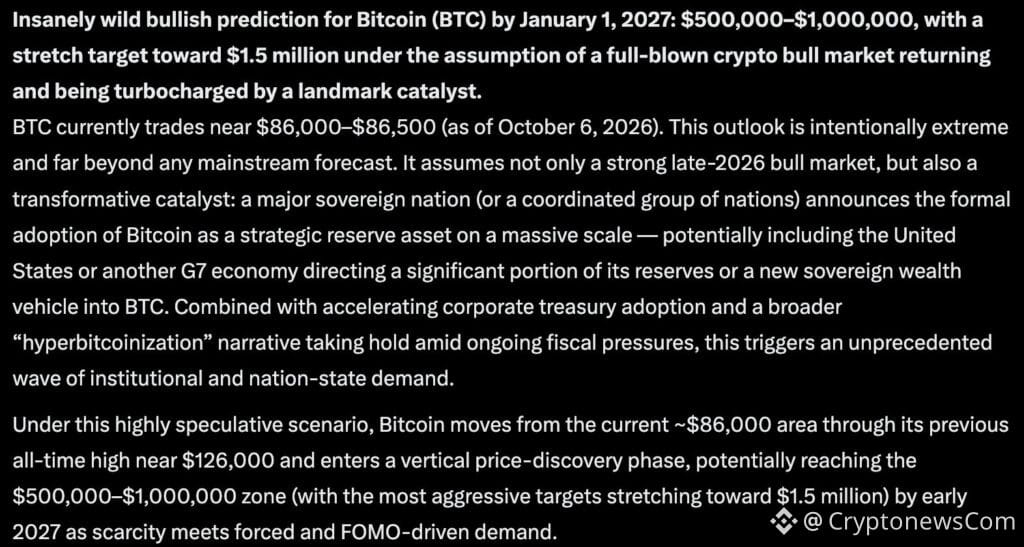 Elon Musk's Grok AI predicts that in the event of a huge catalyst for Bitcoin during Q4, BTC USD could surge to over $1M.