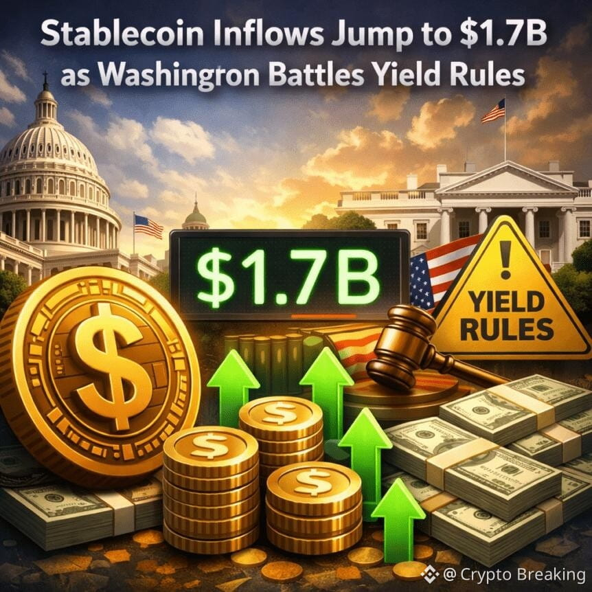 Stablecoin Inflows Jump To $1.7b As Washington Battles Yield Rules