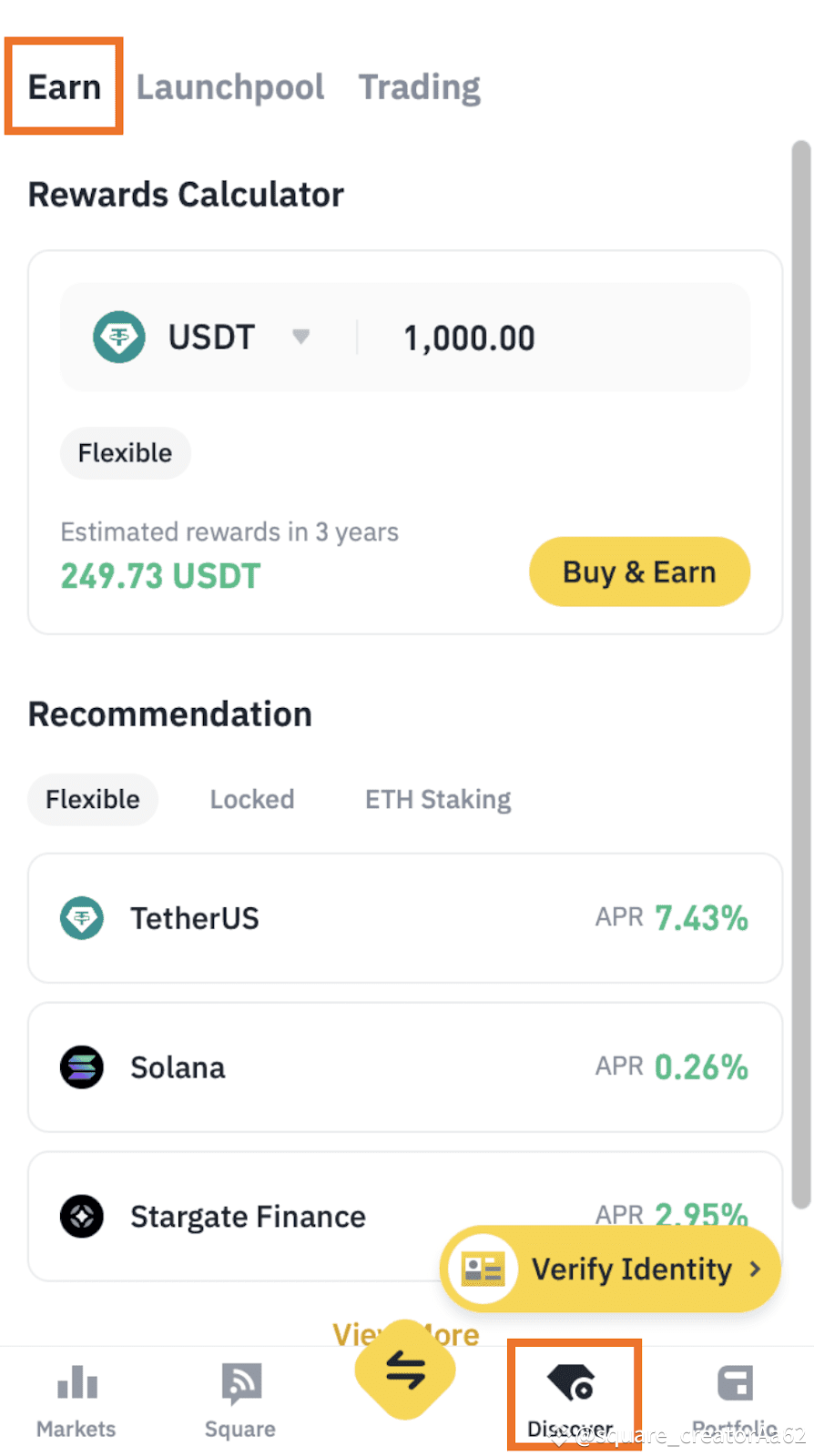 To use Binance Earn on the Binance app, follow these | square_creatorAa62  on Binance Square