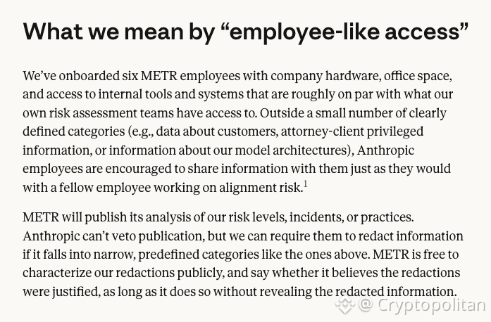 Anthropic gives up its veto over METR's safety reports.