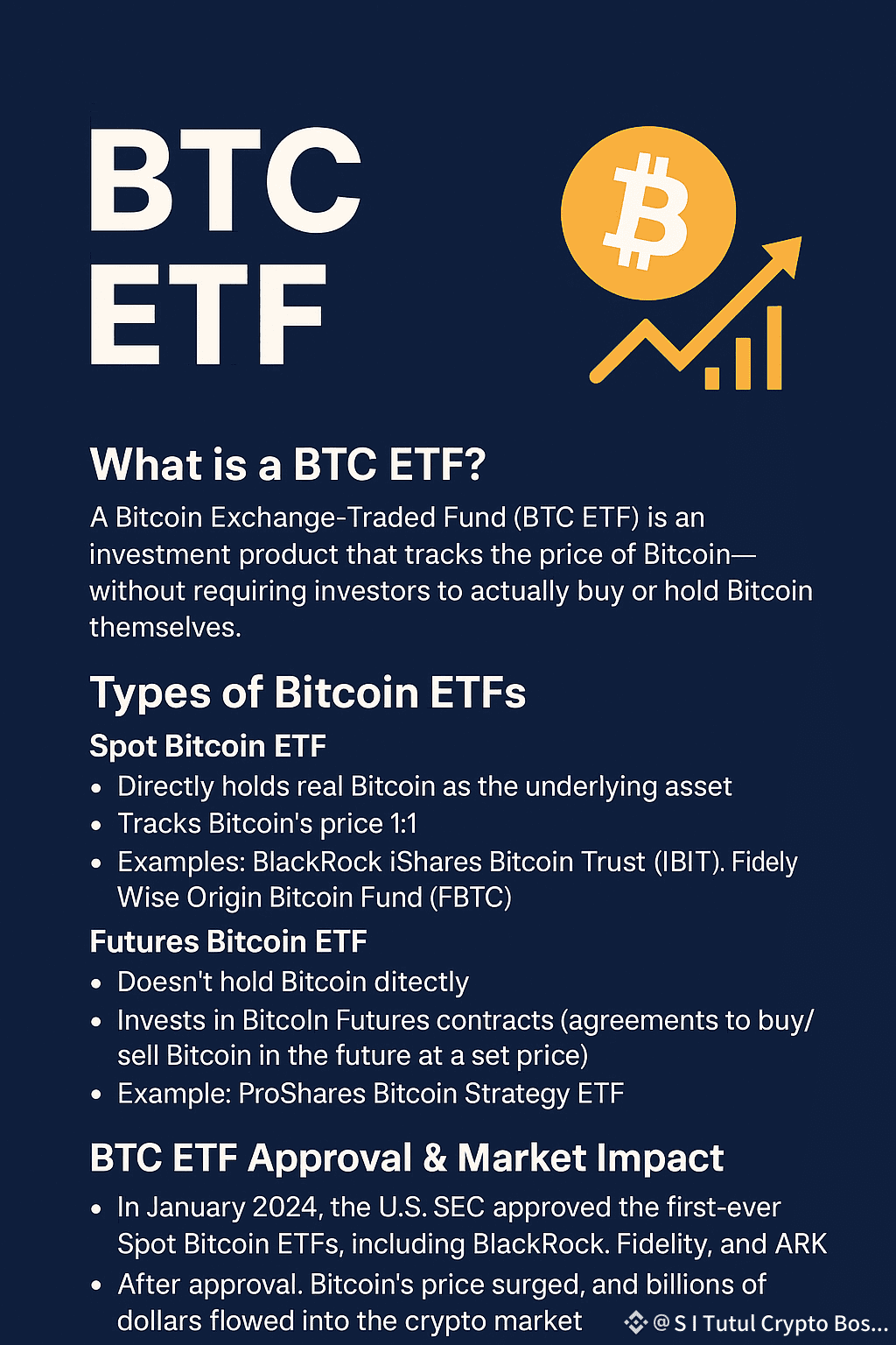 BTC 💡 What is a BTC ETF? A Bitcoin Exchange-Traded Fund | Tutul 069 Crypto  on Binance Square