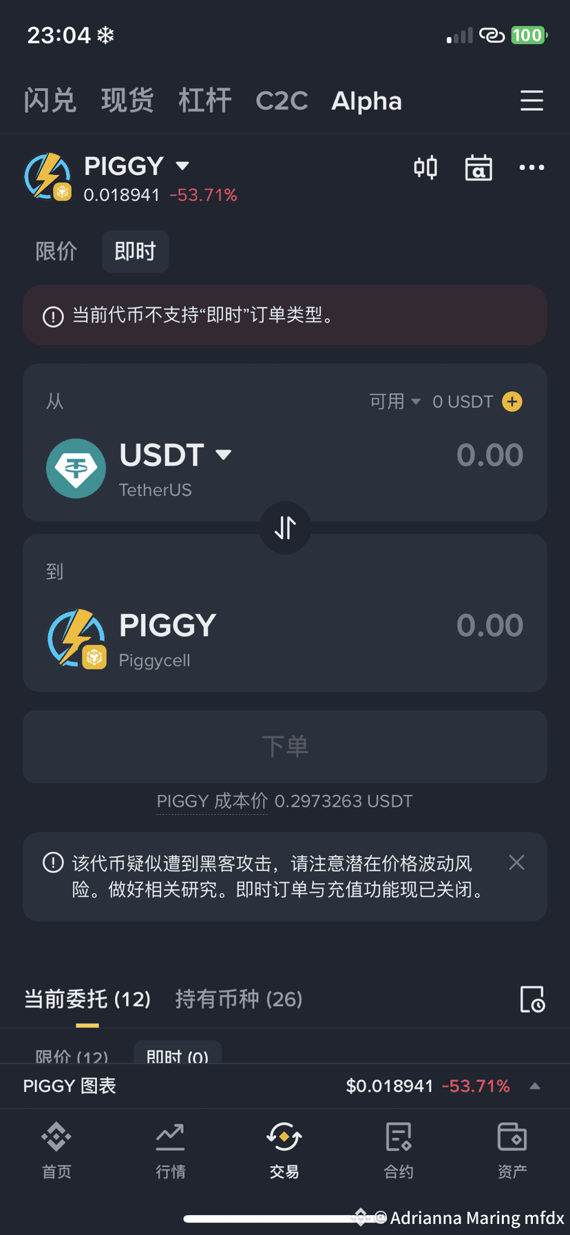 PIGGY is suspected to have been hacked, trading has stopped, | Adrianna  Maring mfdx on Binance Square