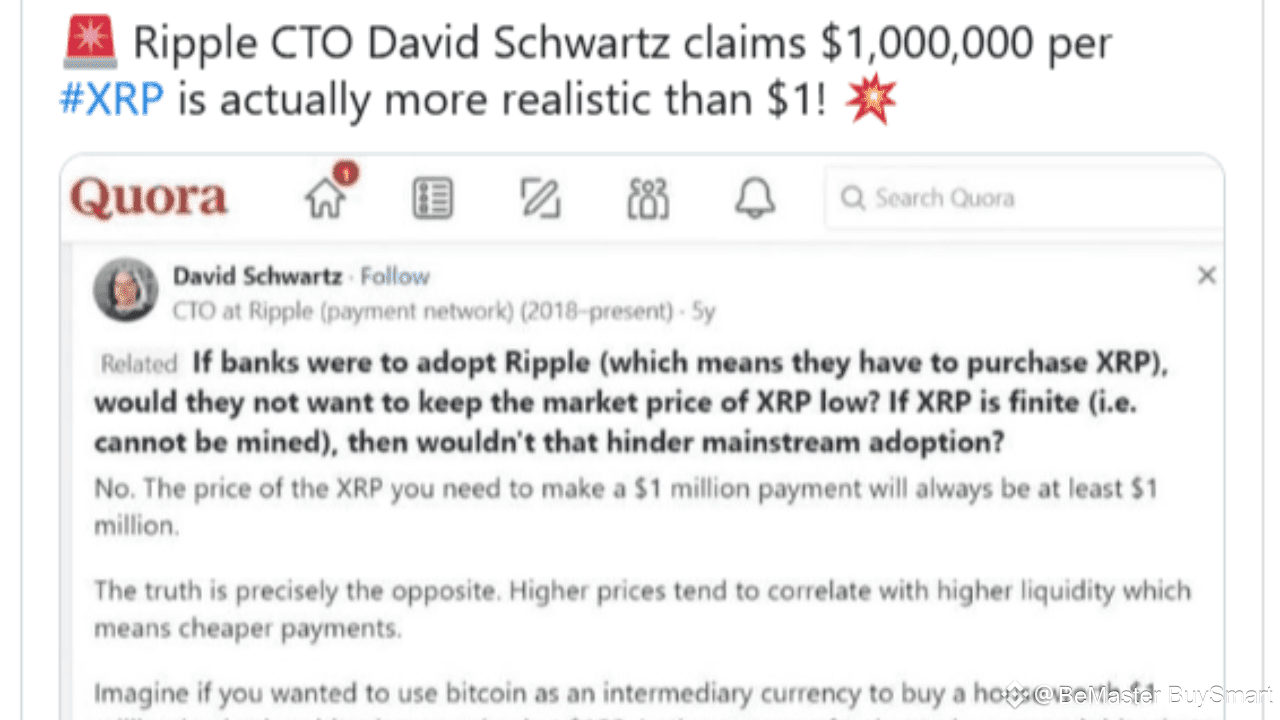 Ripple CTO Indirectly Says $1,000,000 per XRP Is More Realistic Than $1 |  BeMaster BuySmart on Binance Square