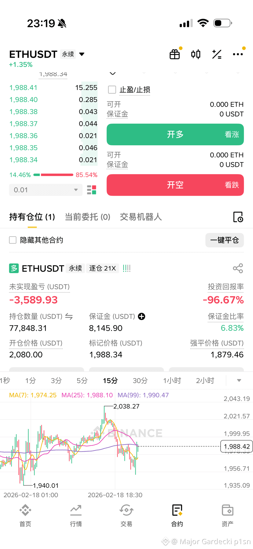 不准备平了,看你们也造不出多大浪,准备长扛,长拿这个单,卸载了!3000见 | 爆仓天使发布于币安广场