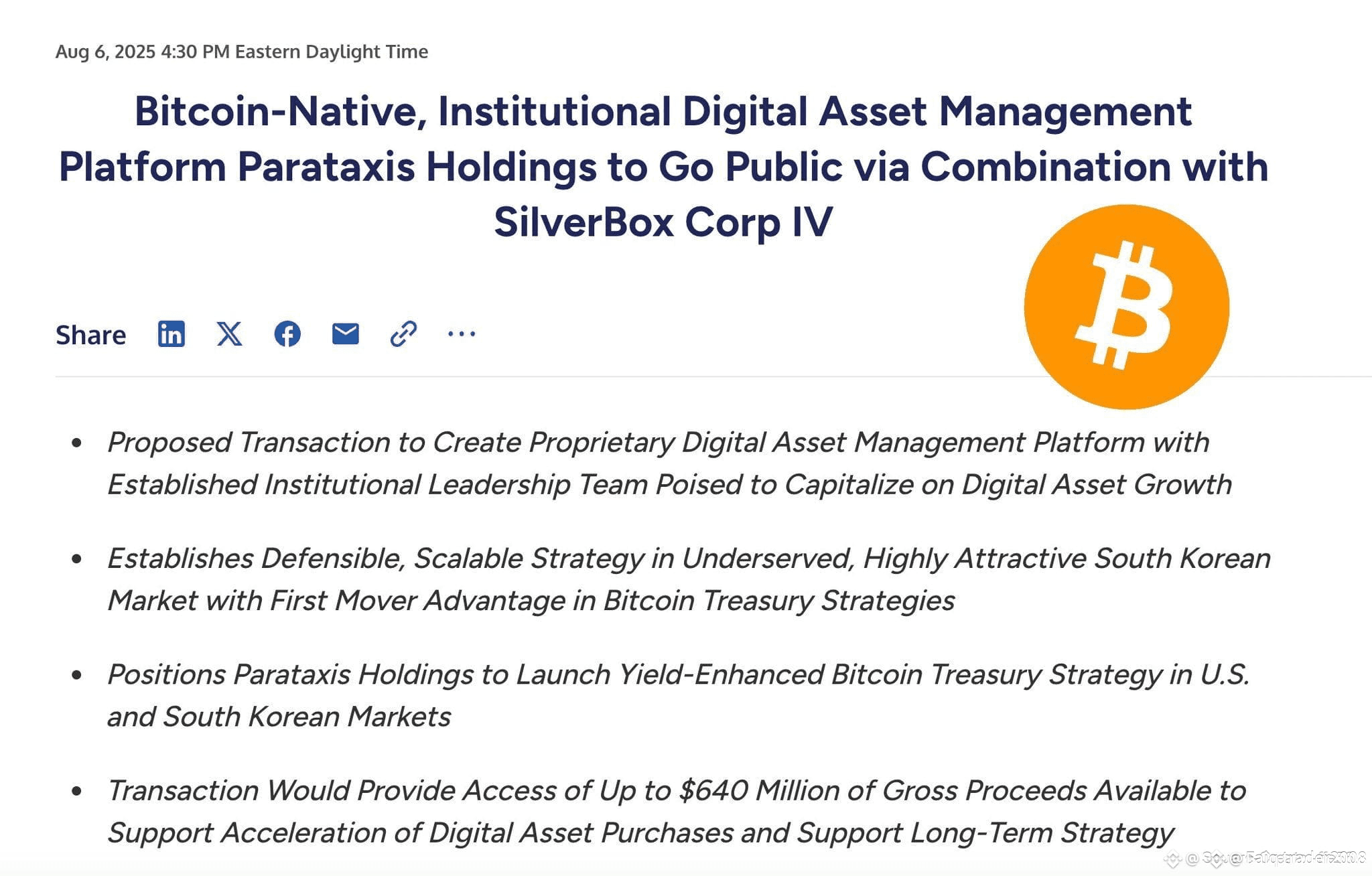 JUST IN: Asset manager Parataxis Holdings will buy up to | Faiq trader2008  on Binance Square