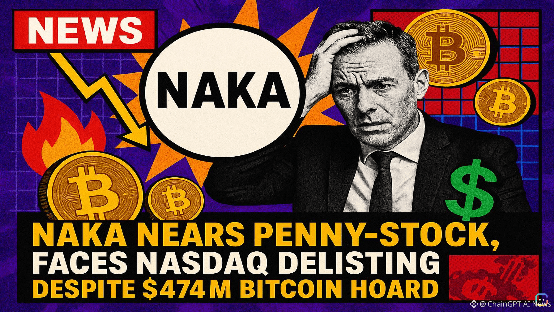 NAKA Nears Penny-Stock, Faces Nasdaq Delisting Despite $474M Bitcoin Hoard  | ChainGPT AI News on Binance Square