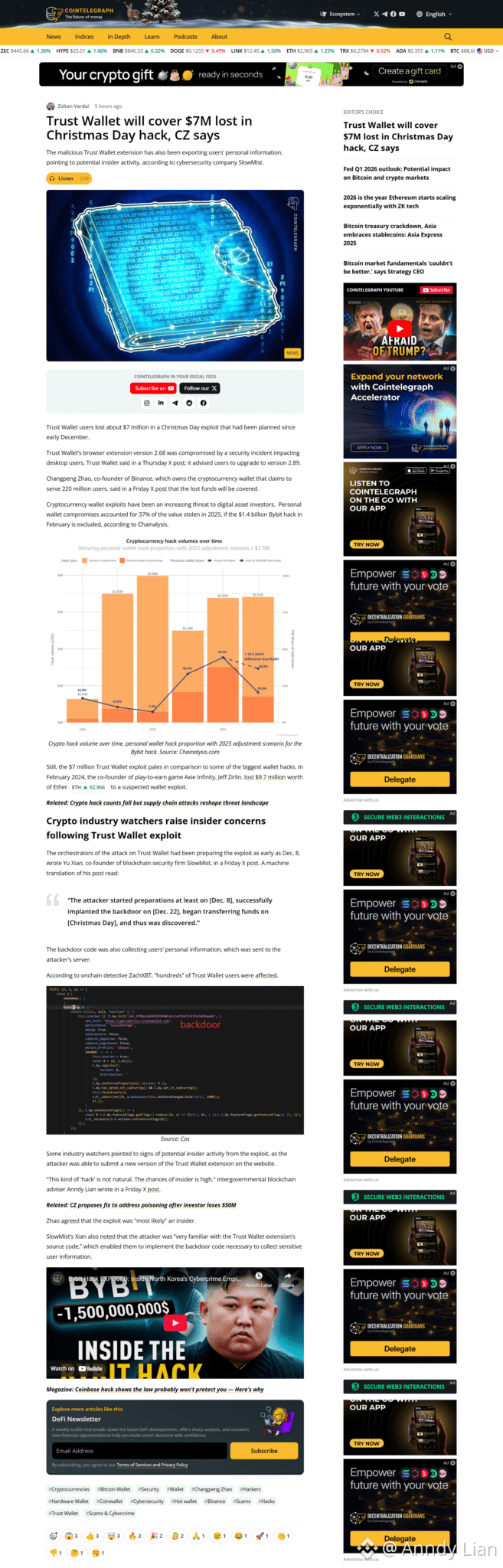 Trust Wallet will cover $7M lost in Christmas Day hack, CZ says | Anndy  Lian on Binance Square