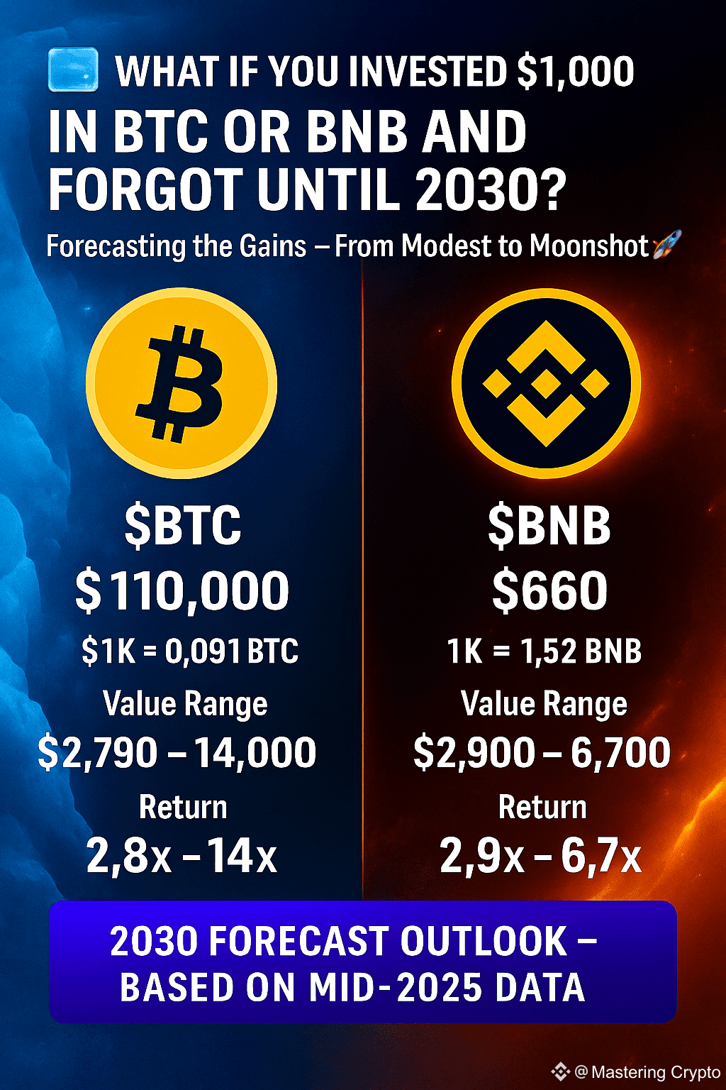 What If You Invested $1000 in $BTC and $BNB Today and | Mastering Crypto on  Binance Square