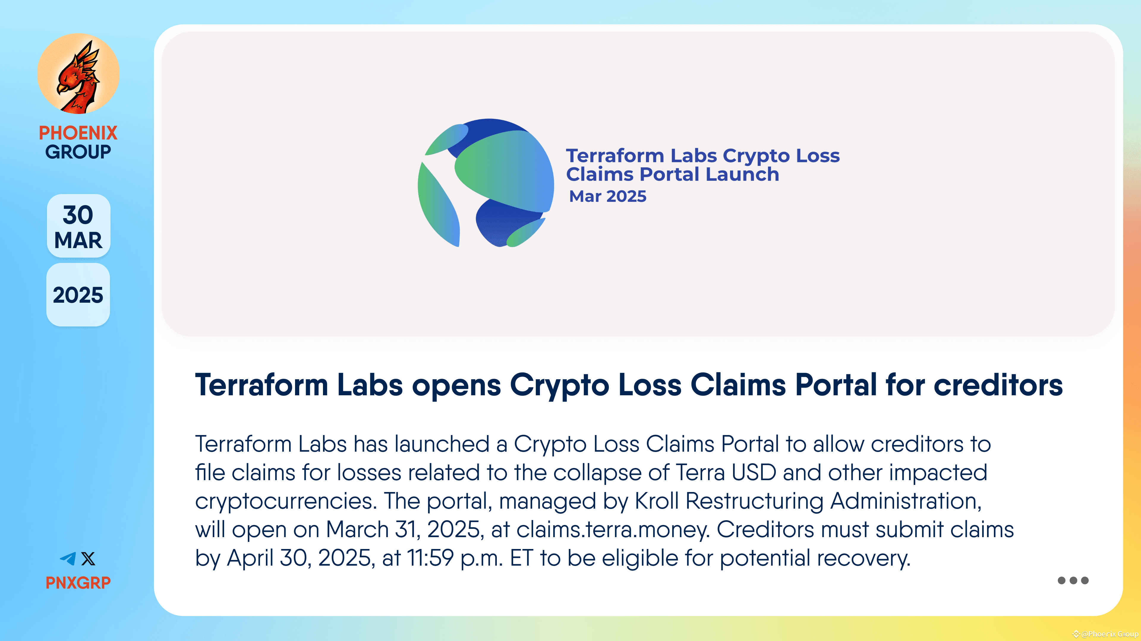 Terraform Labs opens Crypto Loss Claims Portal for | Phoenix Group on  Binance Square