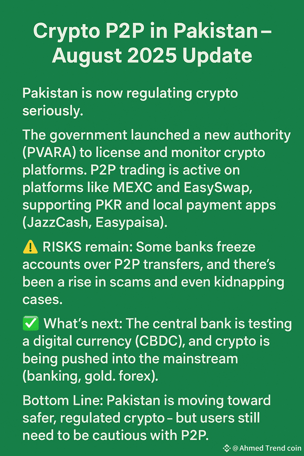 Crypto P2P in Pakistan – August 2025 Update Pakistan is now | AHMED ASAD  RAJPOOT on Binance Square