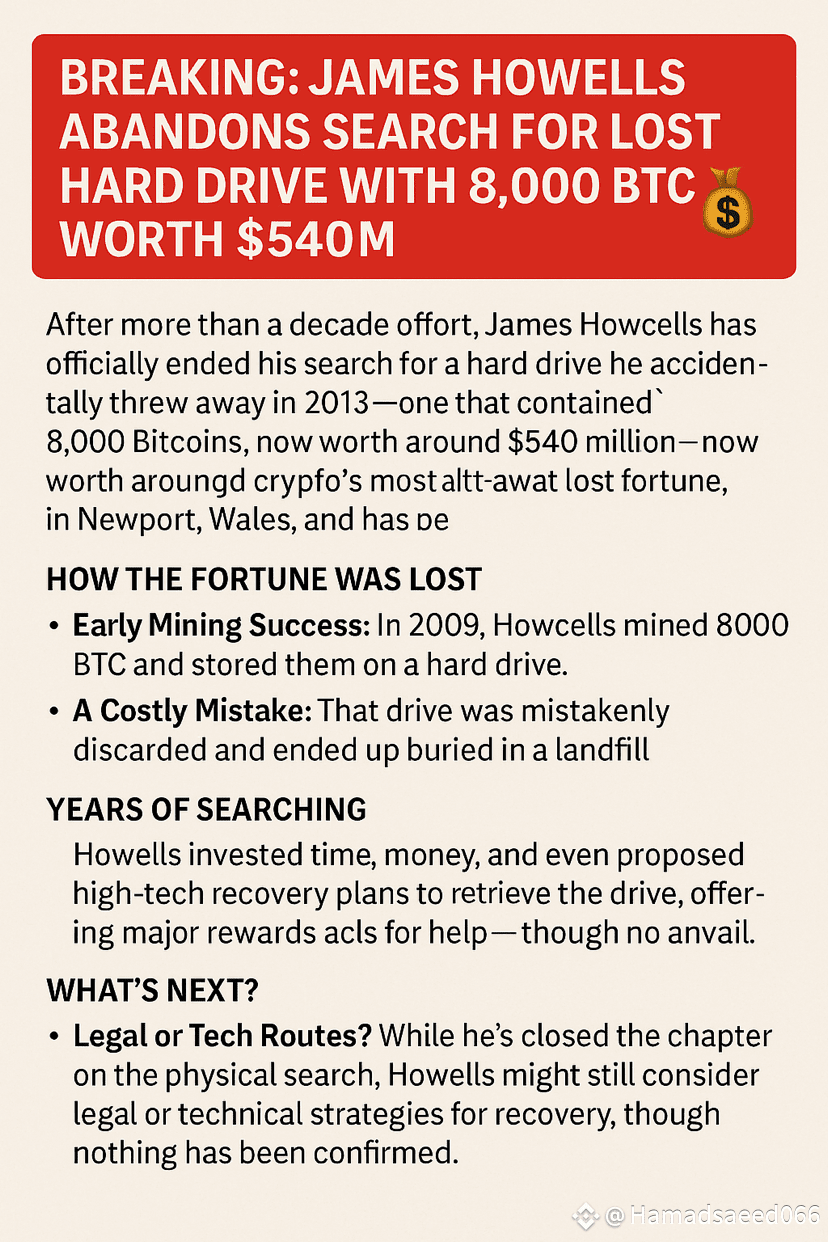 🚨 BREAKING: James Howells Abandons Search for Lost Hard | Hamad_saeed on  Binance Square