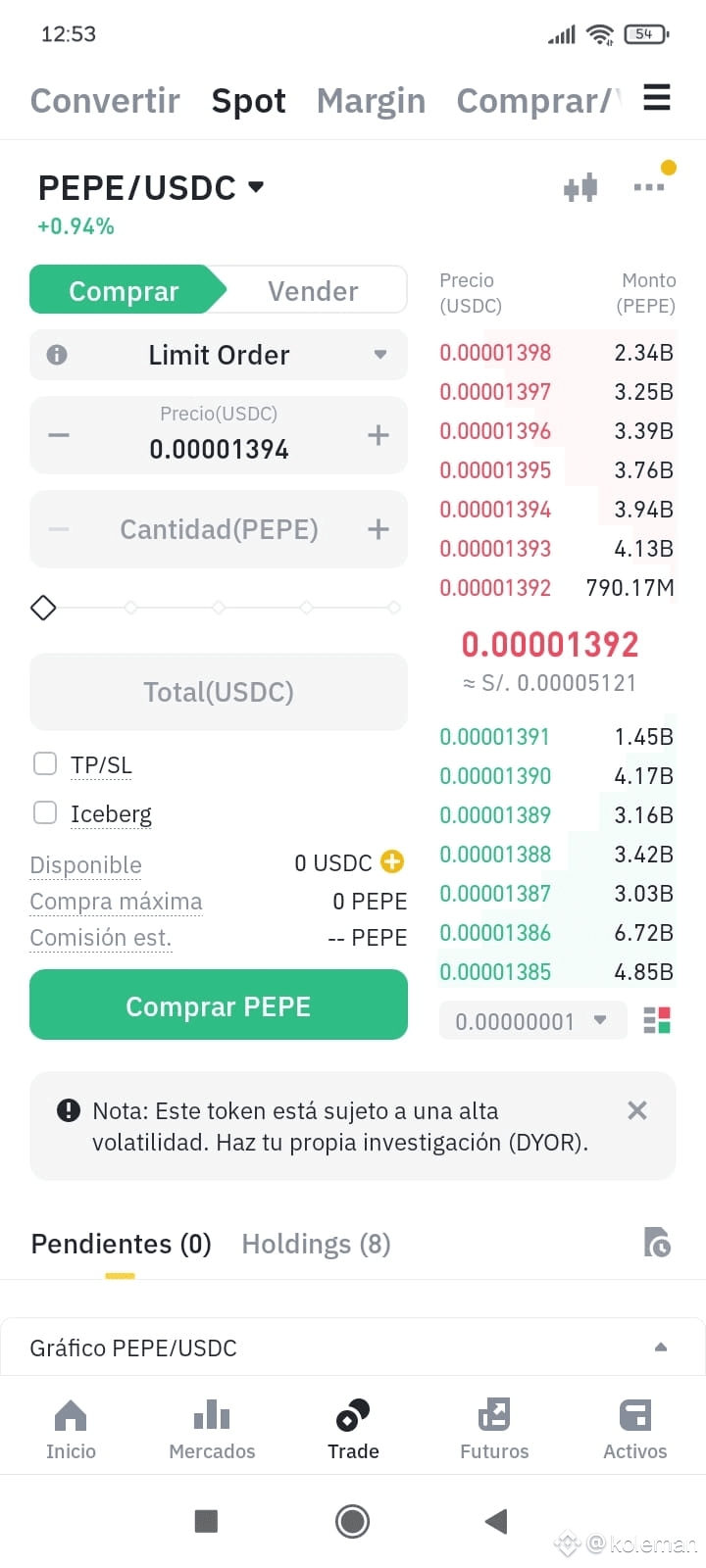 let's go with $PEPE and $USDC and let's hope that this wee | koleman on ...
