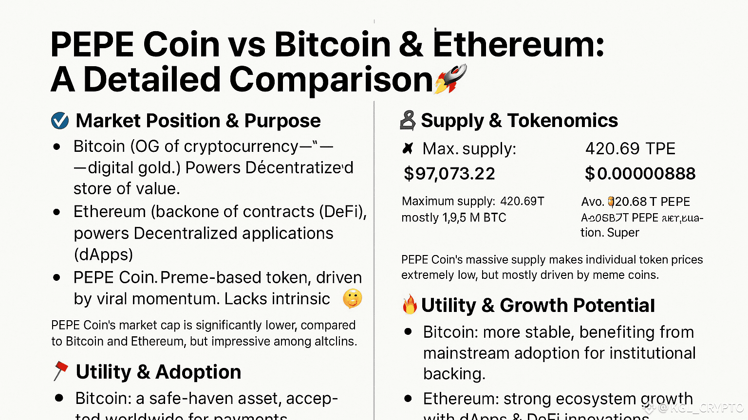 PEPE Coin vs Bitcoin & Ethereum: A Detailed Comparison 🔥🚀 | Kashaf BNB  Queen on Binance Square