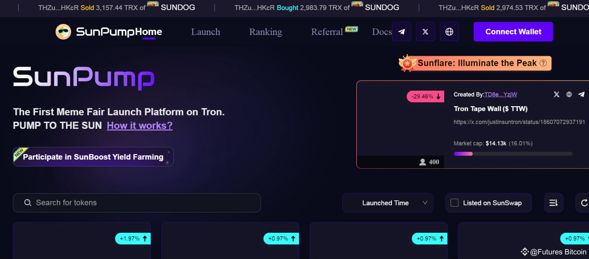 Sun Pump cho phép người dùng tự do tạo và phát hành token trên blockchain TRON