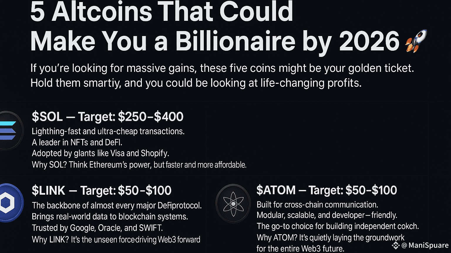 5 Altcoins That Could Make You a Billionaire by 2026 🚀 | ManiSpuare on ...
