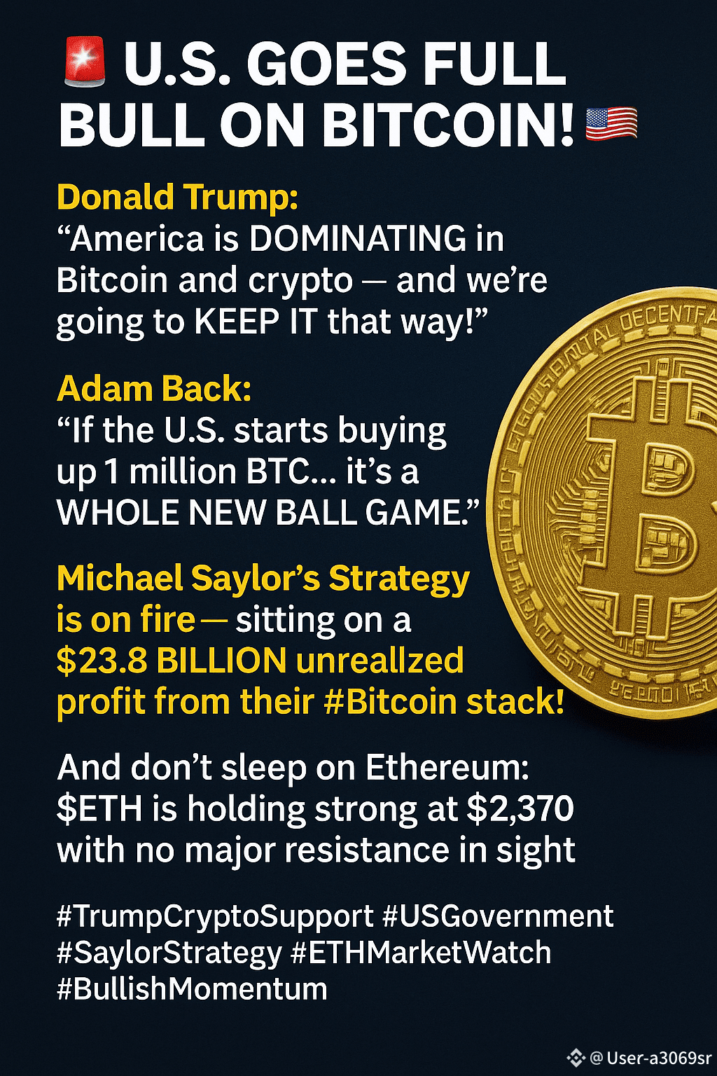 🚨 U.S. GOES FULL BULL ON BITCOIN! 🇺🇸 Major developments | User-a3069sr  on Binance Square