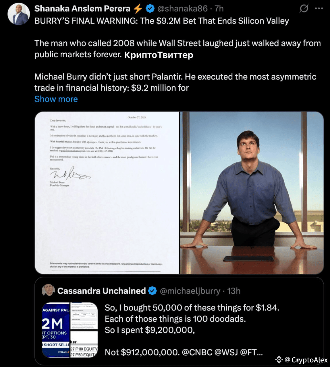 🐦 Michael Burry warns the market again 🔵 Who is Burry? An | CryptoAlex ...