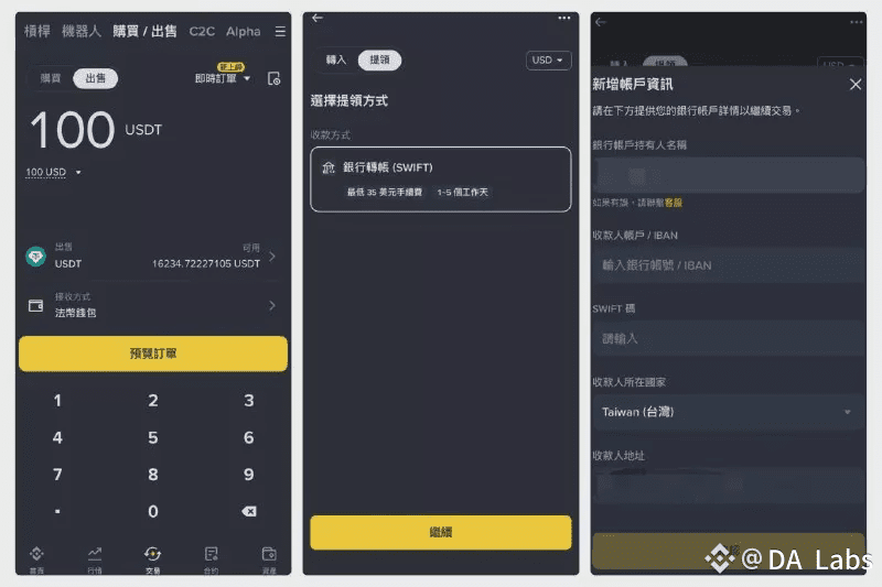 出售 USDT & SWIFT 提領