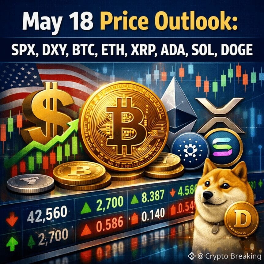 May 18 Price Outlook: Spx, Dxy, Btc, Eth, Xrp, Ada, Sol, Doge