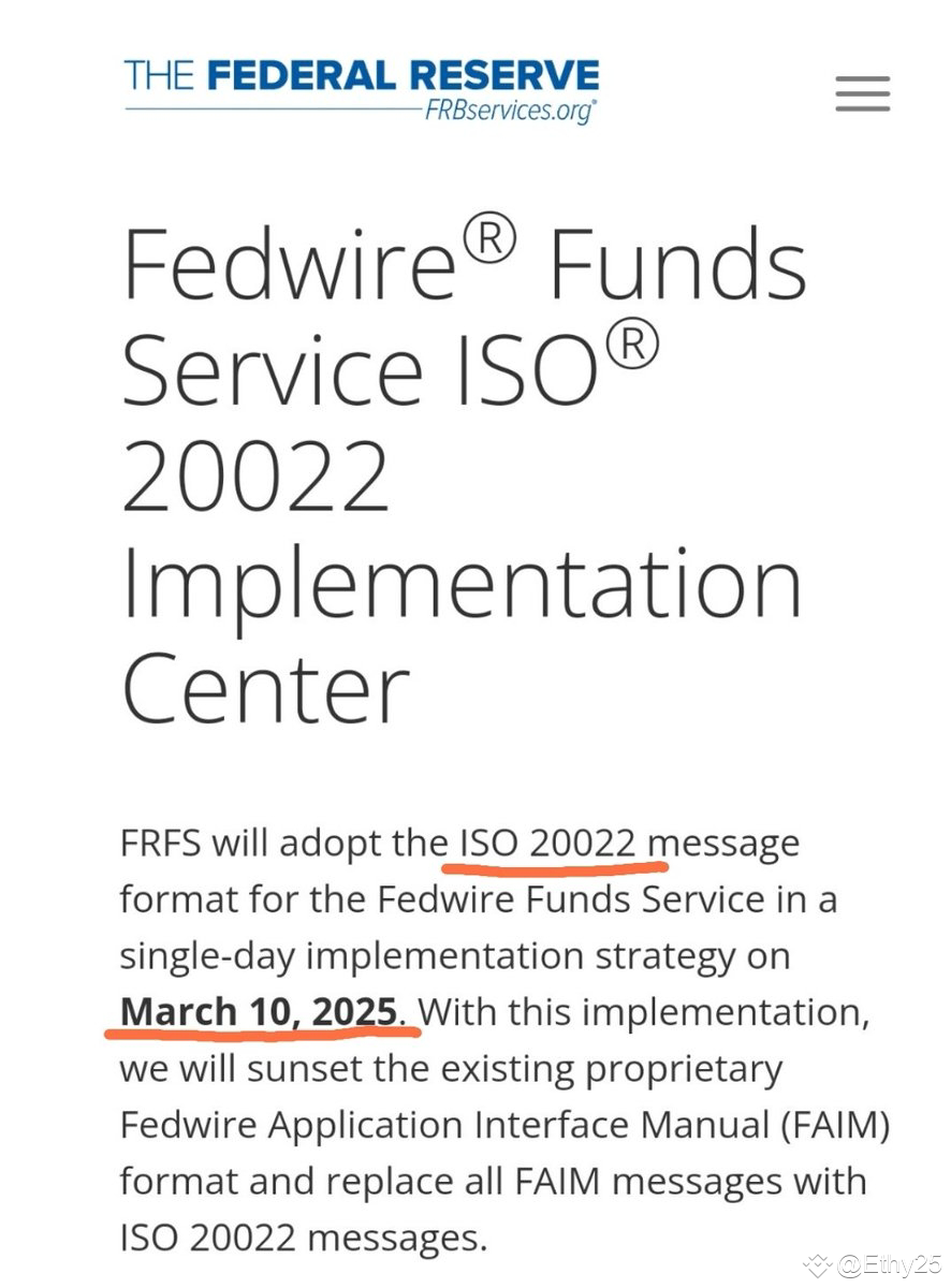 The Federal Reserve will adopt the ISO 20022 in a single-day | Ethy25 on  Binance Square