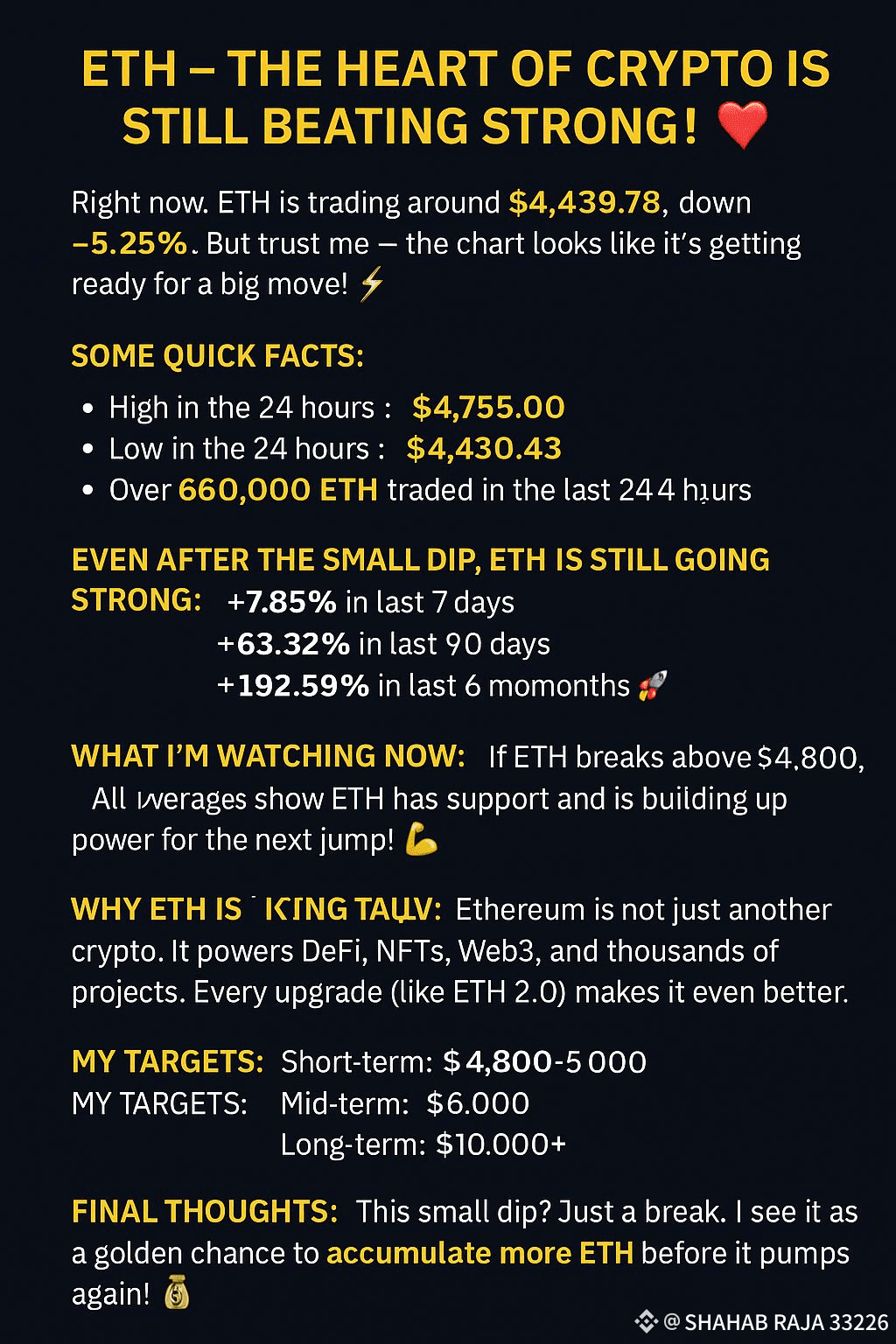 Ethereum is still the king of smart contracts and crypto tech.* --- Let me  know if you want this | RAJA TRADES 786 on Binance Square