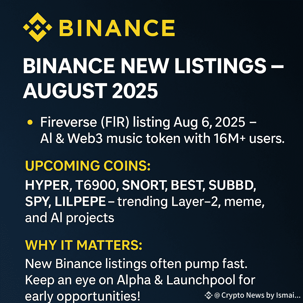 🚀 Binance New Listings — August 2025 Fireverse (FIR) listi | Crypto News  by Ismail on Binance Square