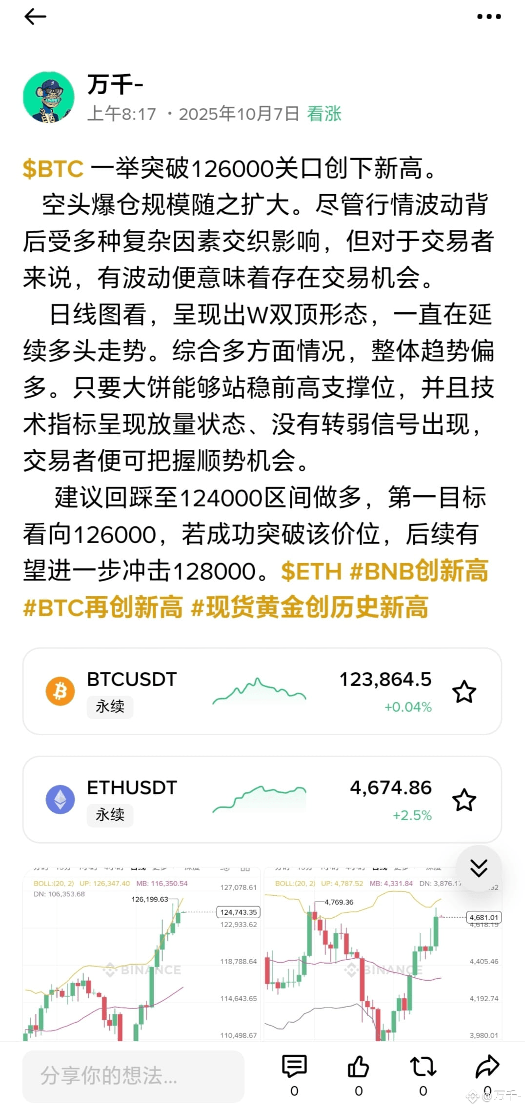 BTC The afternoon market remains unchanged Bitcoin contin | 万千- on Binance  Square