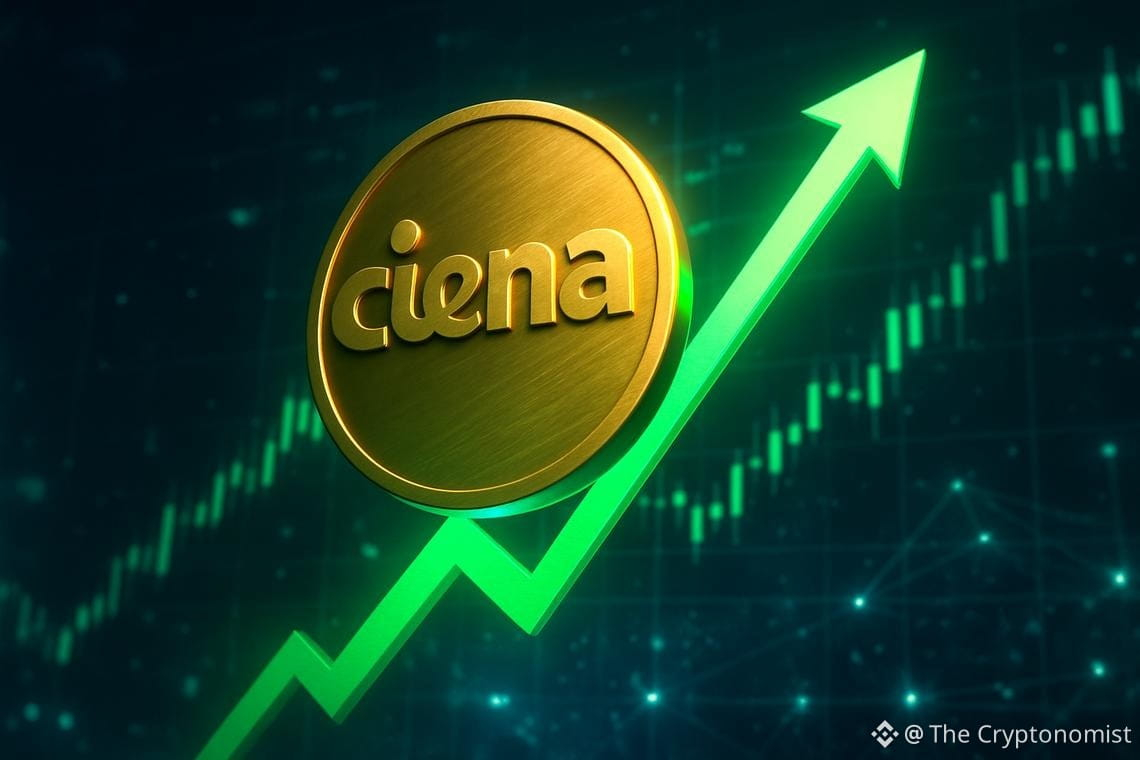 Ciena stock jumps 13.85% to $443.65 close
