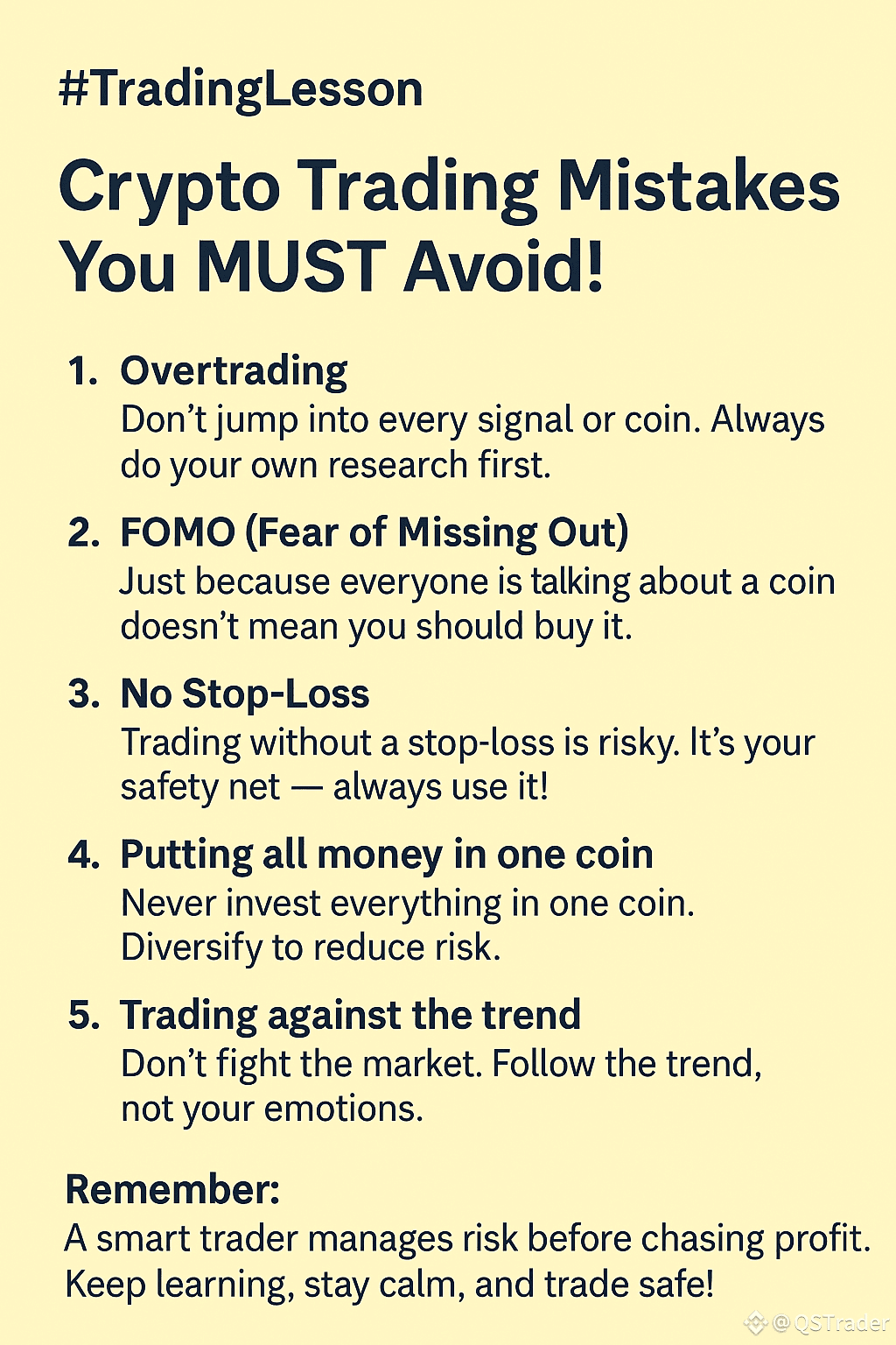 TradeLessons | Crypto Trading Mistakes You MUST | QSCreater on Binance  Square