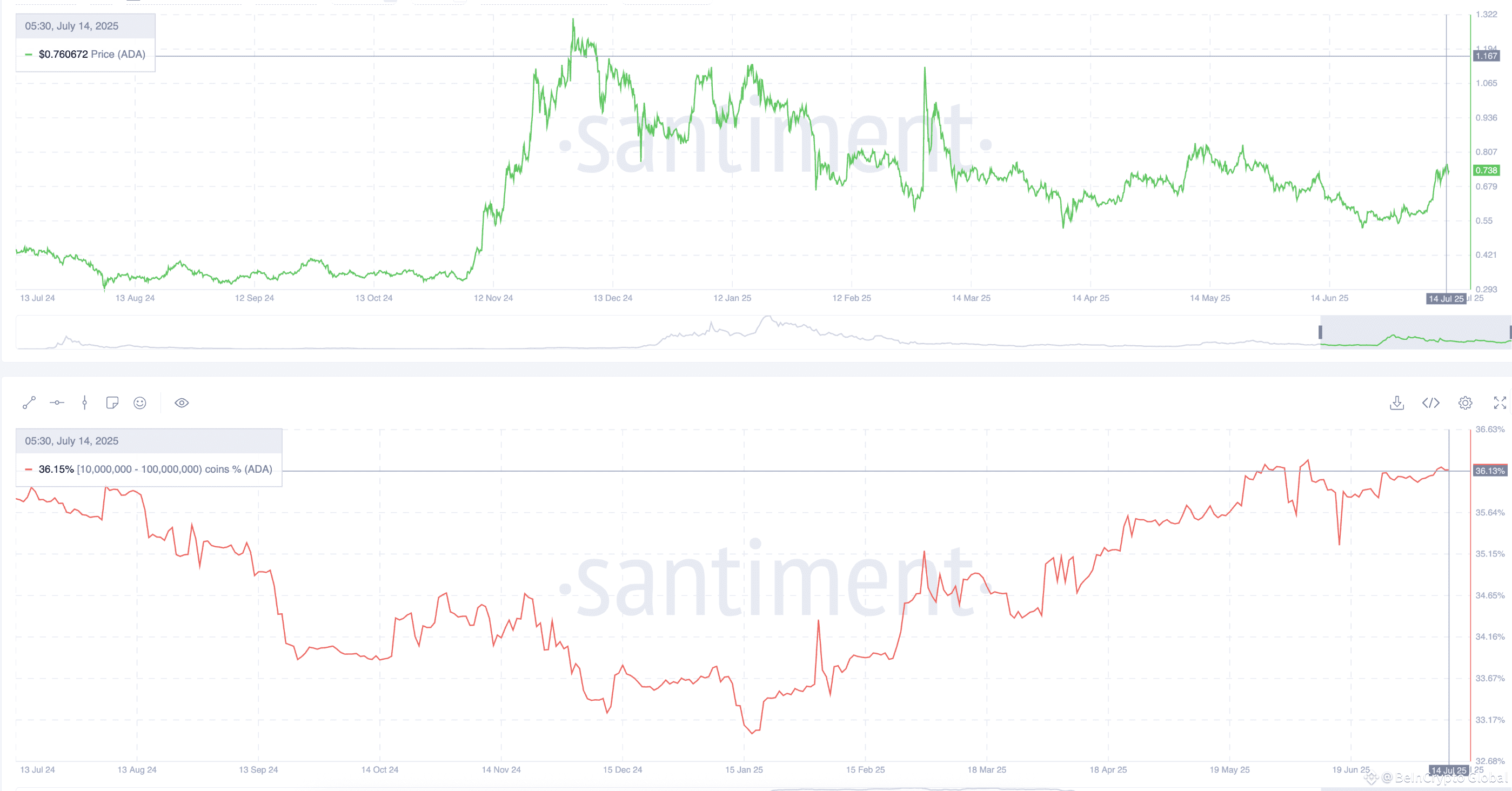 Cardano price and whale wallets