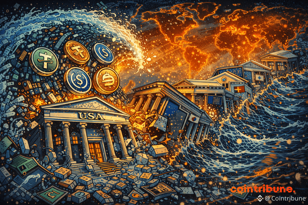 Une vague de stablecoins percute les banques mondiales en chaîne, provoquant un effondrement domino depuis les États-Unis jusqu’à l’international.