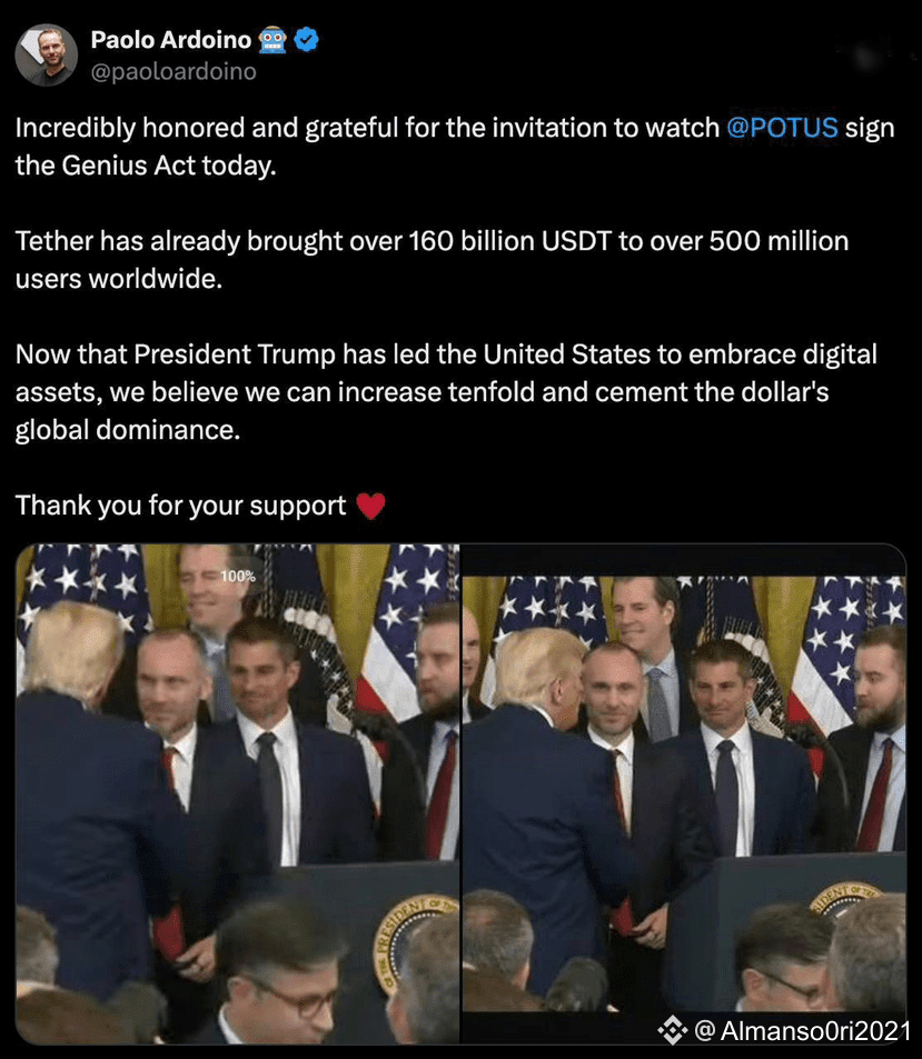 The CEO of Tether thanks Trump for the support and targets | ABONHYAN on  Binance Square