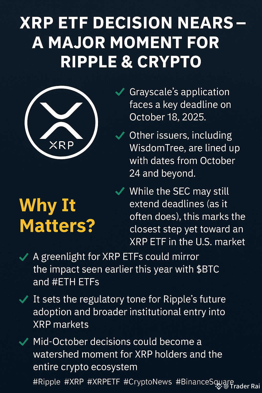 🔔 $XRP ETF DECISION NEARS – A MAJOR MOMENT FOR RIPPLE & CRY | Trader Rai  na Binance Square