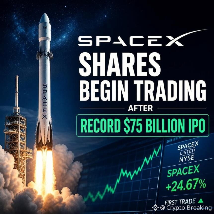 Spacex Shares Begin Trading After Record 75 Billion Ipo