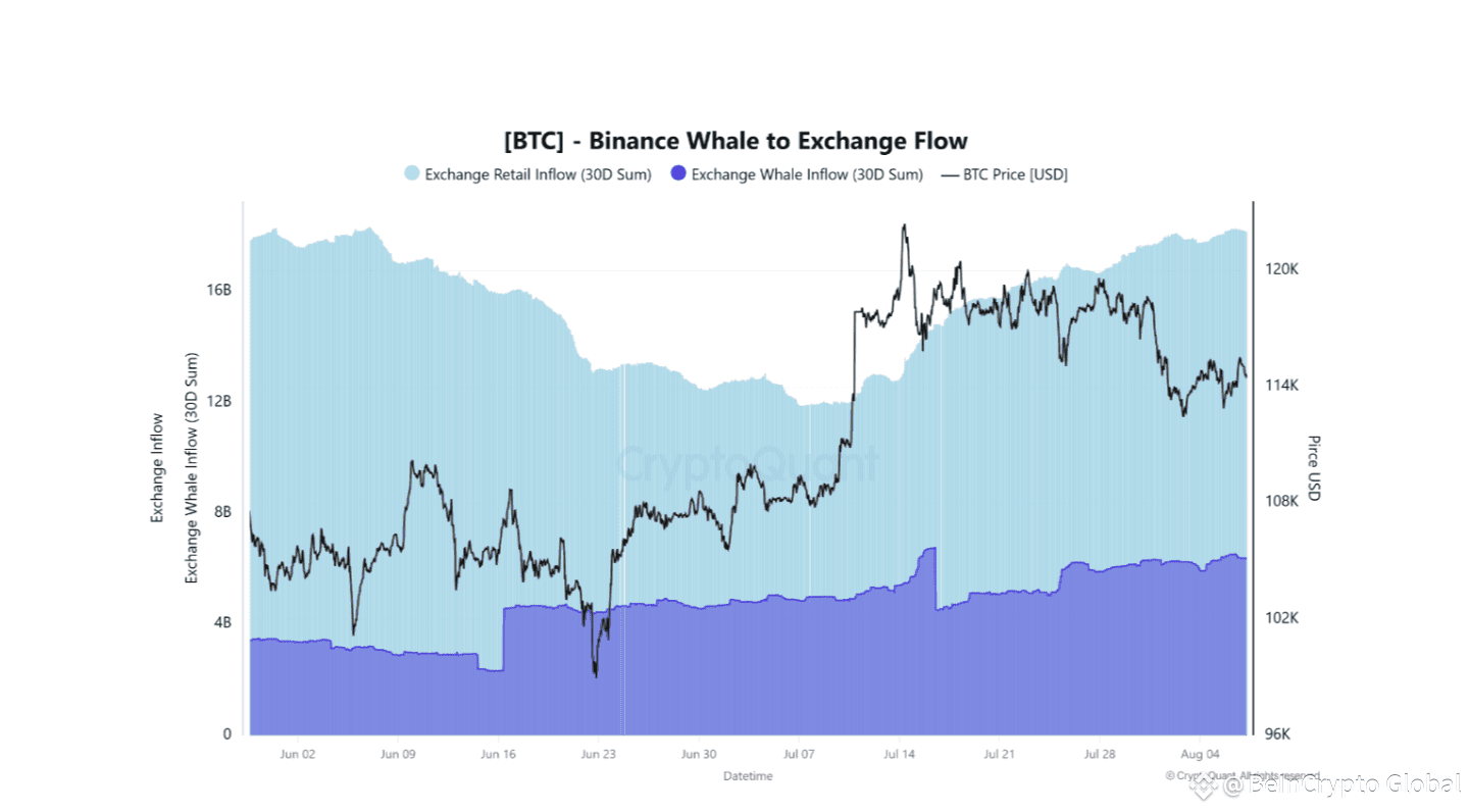 BTC Binance Whale to Exchange Flow