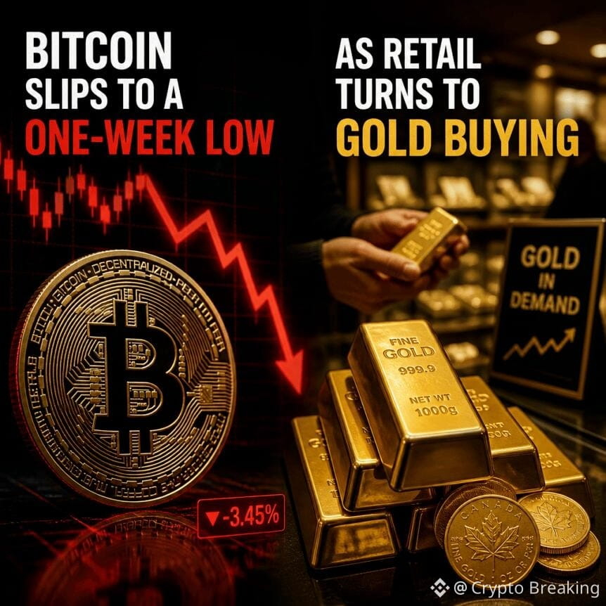 Bitcoin Slips To A One-Week Low As Retail Turns To Gold Buying